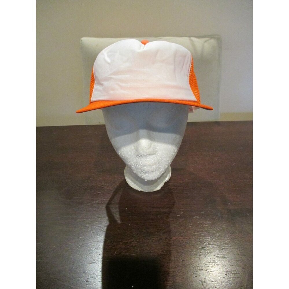 Vintage New Era Pro Model Snapback Hat Cap Blank Trucker Mesh Orange